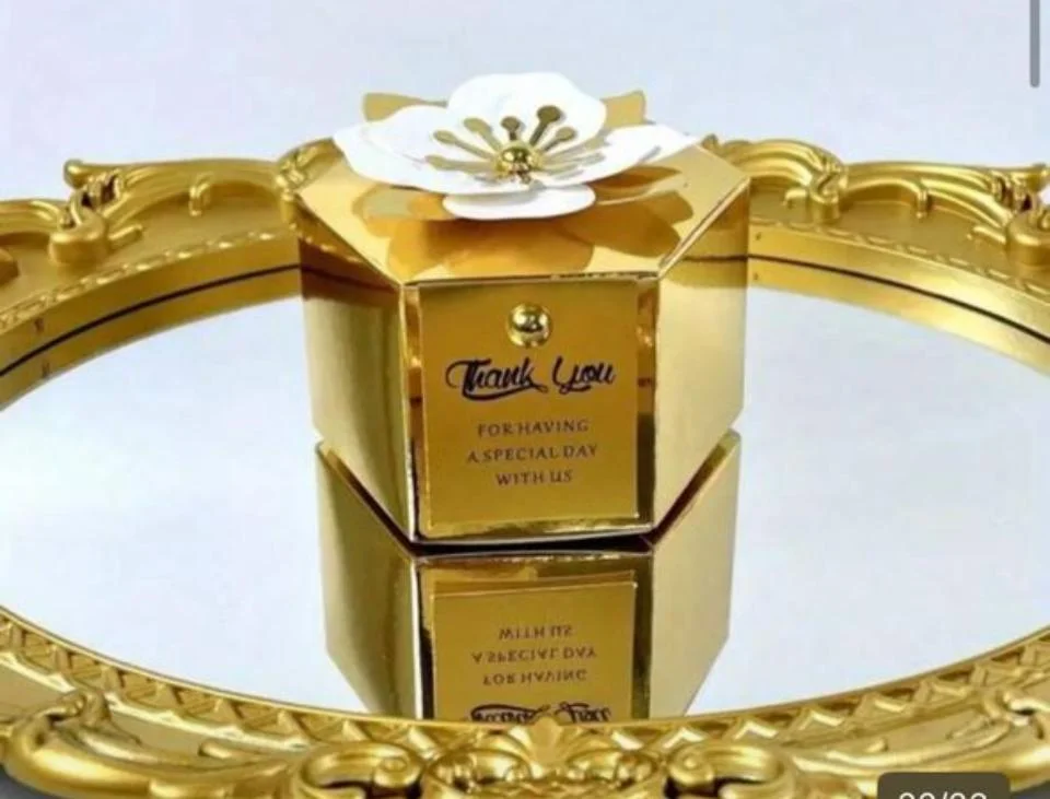Luxury Gold Mirror Hexagon Favour Box