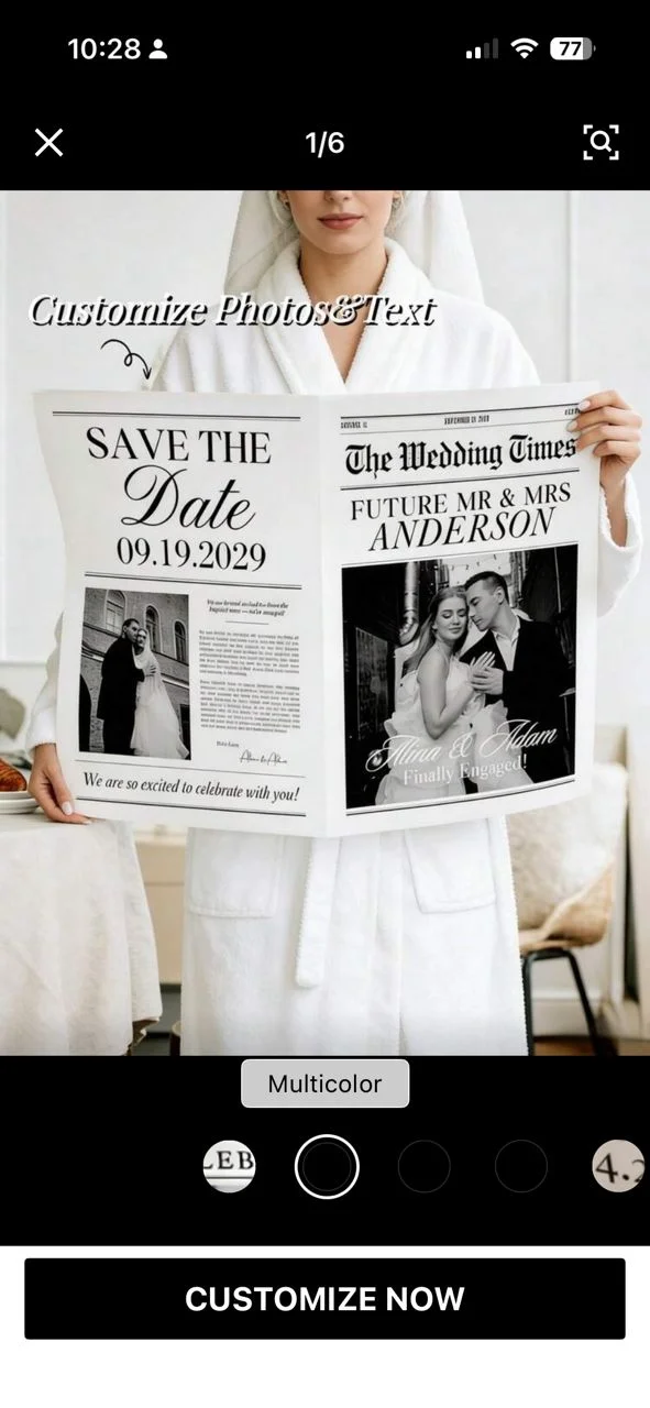 Custom Wedding Newspaper Announcement Board
