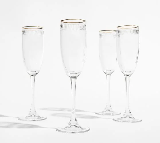 Champagne Glasses | Crystal Gold Rim