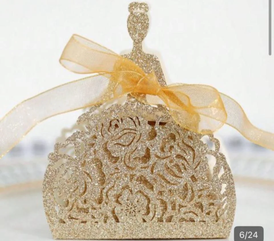 Luxe Gold Laser-Cut Dress Favour Box