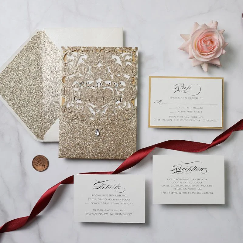 Wedding Invitation | Ribbon Eternity Jewel Finish