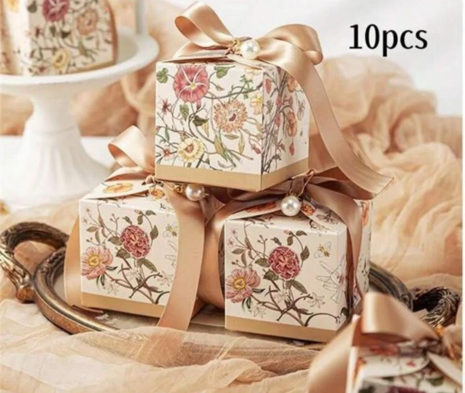 Vintage Floral Cube Favour Box