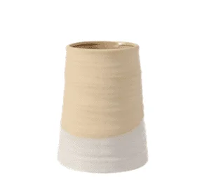 Short cylindrical brown pot