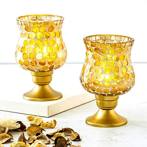 Gold Base Crystal Candle Holders