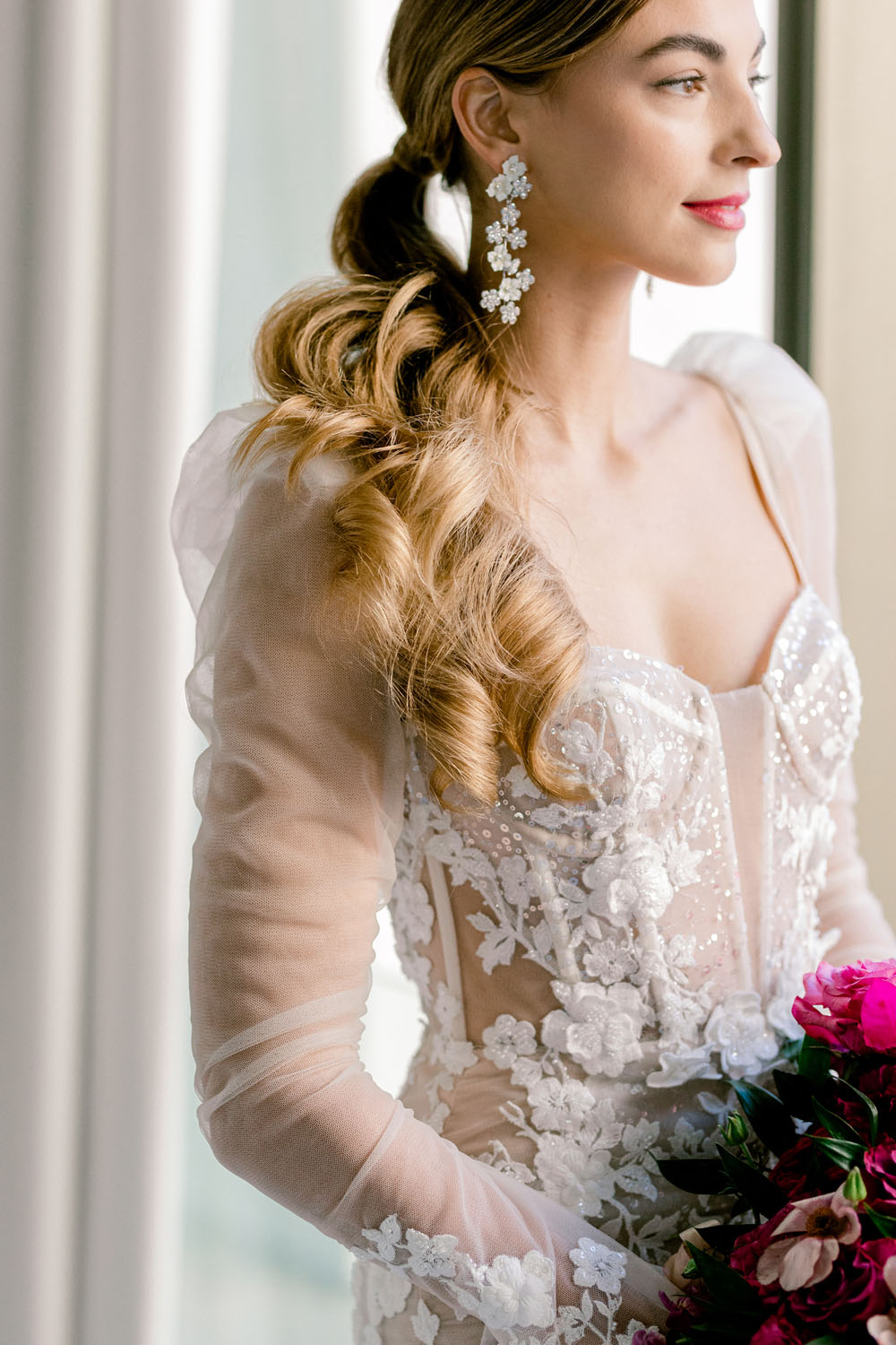 side pony bridal hairstyle